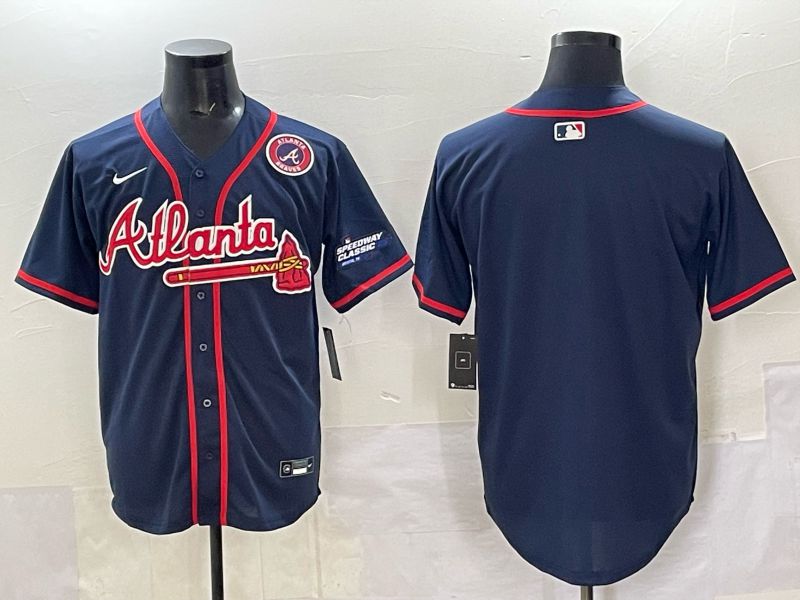 Men Atlanta Braves Blank Drak Blue  joint name Nike 2025 MLB Jersey style 02->atlanta braves->MLB Jersey